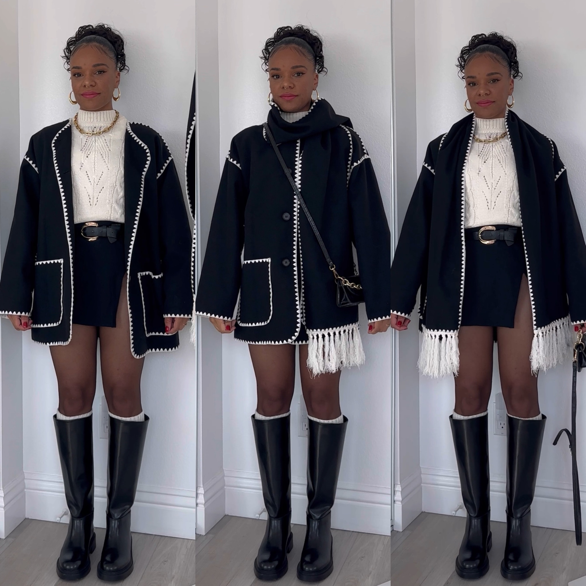 Obsessed with this coat - wearing a size Small for reference🖤

#coat #amazonfinds #amazonfashion #legwarmers #socks #tights #sweater #sweatervest #fallfashion #winterlooks #scarf 