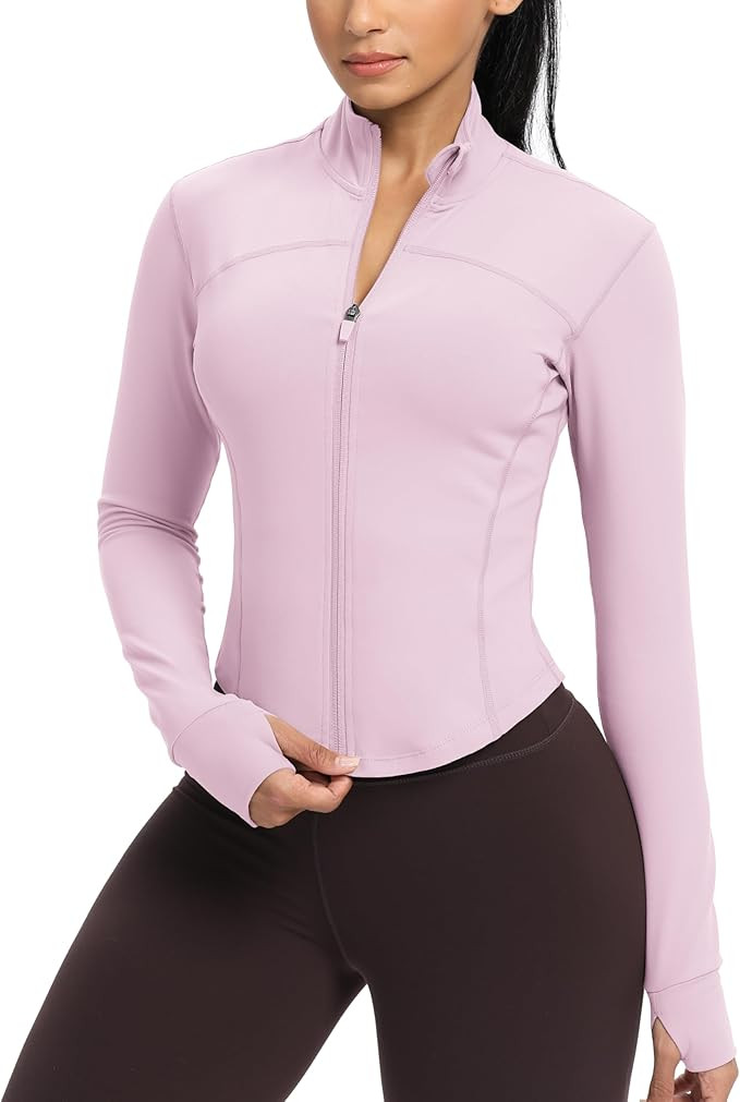 GYM RAINBOW Womens Zip Up Workout Jakcets Lightweight Slim Fit Running Athletic Jackets with Thum... | Amazon (US)
