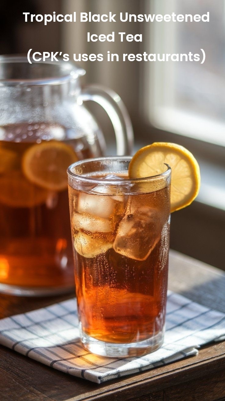 The Best No-Sweetner Added Tropical Black Iced Tea! The perfect refreshing summer pick me up. CPK uses this exact tea at all their restaurants! It’s so delicious in the hot summer months.