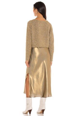 ALLSAINTS Rosetta Tinsel Dress in Gold & Khaki Gold from Revolve.com | Revolve Clothing (Global)