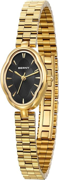 BERNY Gold Watches for Women Dainty Ladies Quartz Watch Vintage Copper Mirrors Shape Japanese Qua... | Amazon (US)