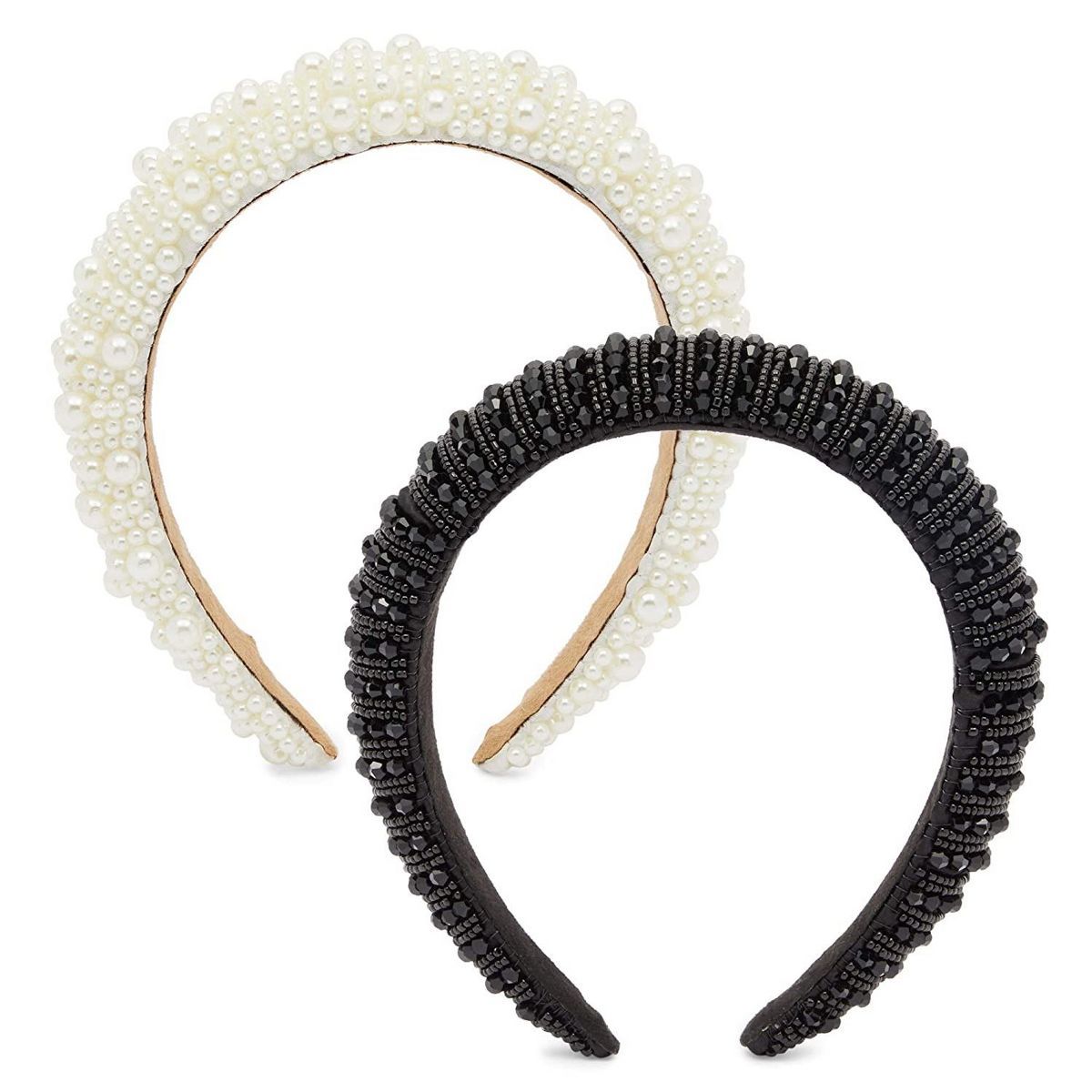 Glamlily 2 Piece Rhinestone Headbands for Women, Pearl Padded Hairband Accessories, Black & White... | Target
