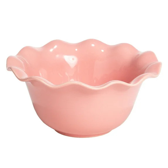 Paris Hilton Heiress Collection Stoneware Soup Bowl, Scalloped Ruffle Rim, 6.25-Inch, Rose Pink | Walmart (US)