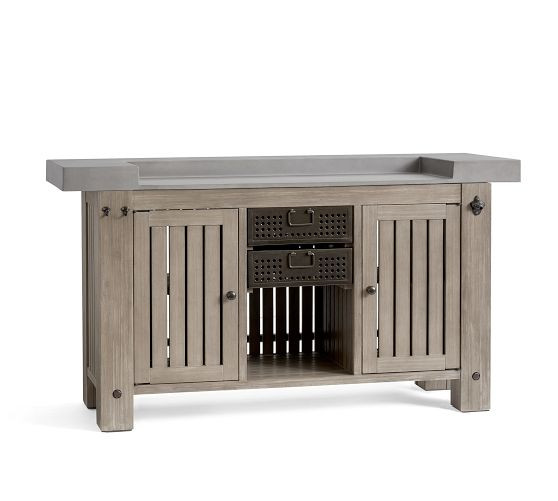Abbott Concrete &amp; Acacia Ultimate Outdoor Bar (76") | Pottery Barn (US)