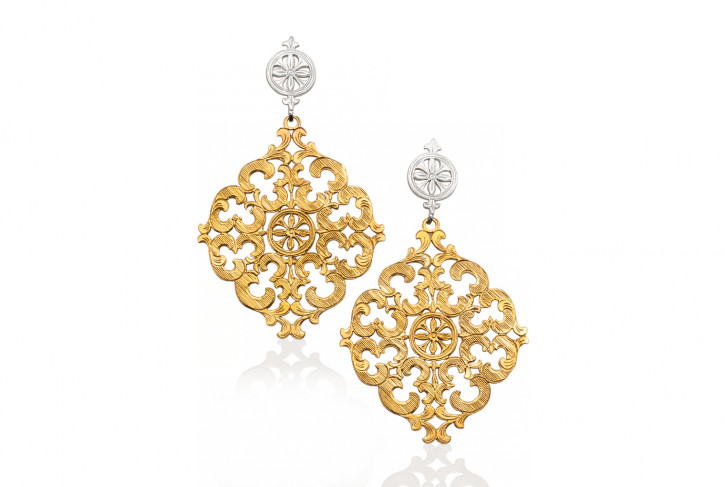 Earrings from the Renaissance Collection. Bronze and Sterling Silver with Sterling Silver posts a... | Mignon Faget