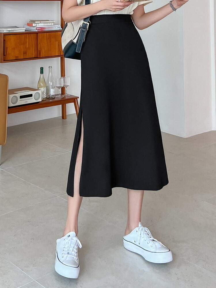 DAZY Abertura lateral Simples ocasional Saia | SHEIN