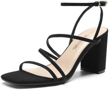 DREAM PAIRS Women's Heels Chunky Block Strappy Square Open Toe Ankle Buckle Heeled Sandals Weddin... | Amazon (US)