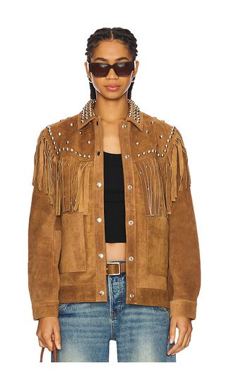 Understated Leather Izzy Jacket in Brown. - size XS | Revolve Clothing (Global)