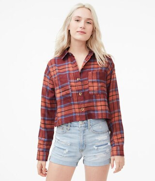 Long Sleeve Plaid Button-Down Shirt | Aeropostale