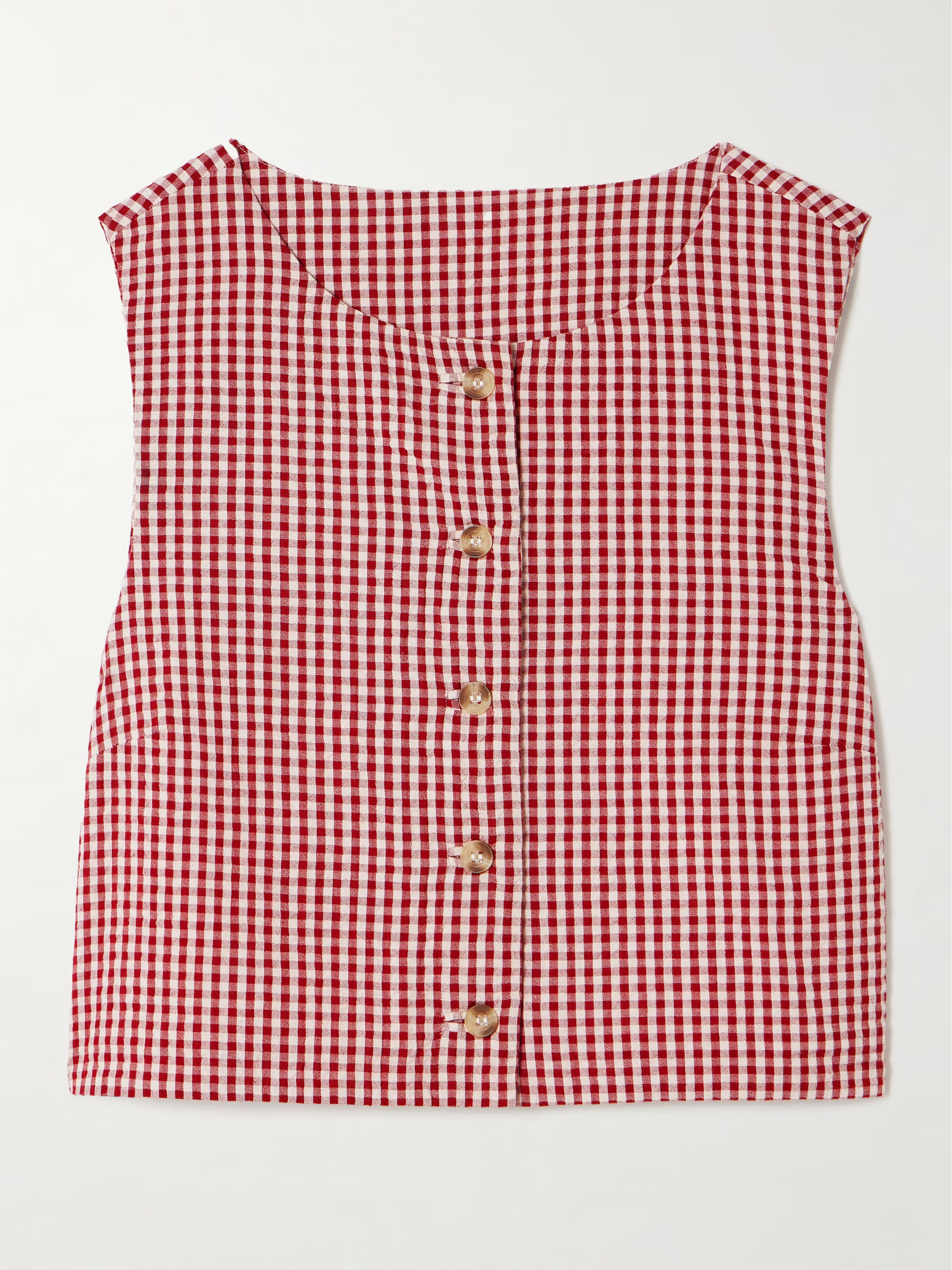 Rio cropped gingham linen-seersucker top | NET-A-PORTER (US)