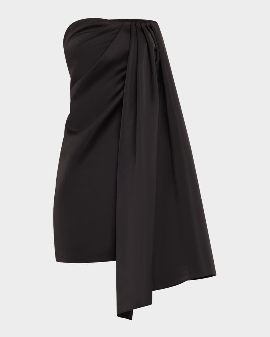 Halston Isla Draped Heavy Satin Mini Dress | Neiman Marcus