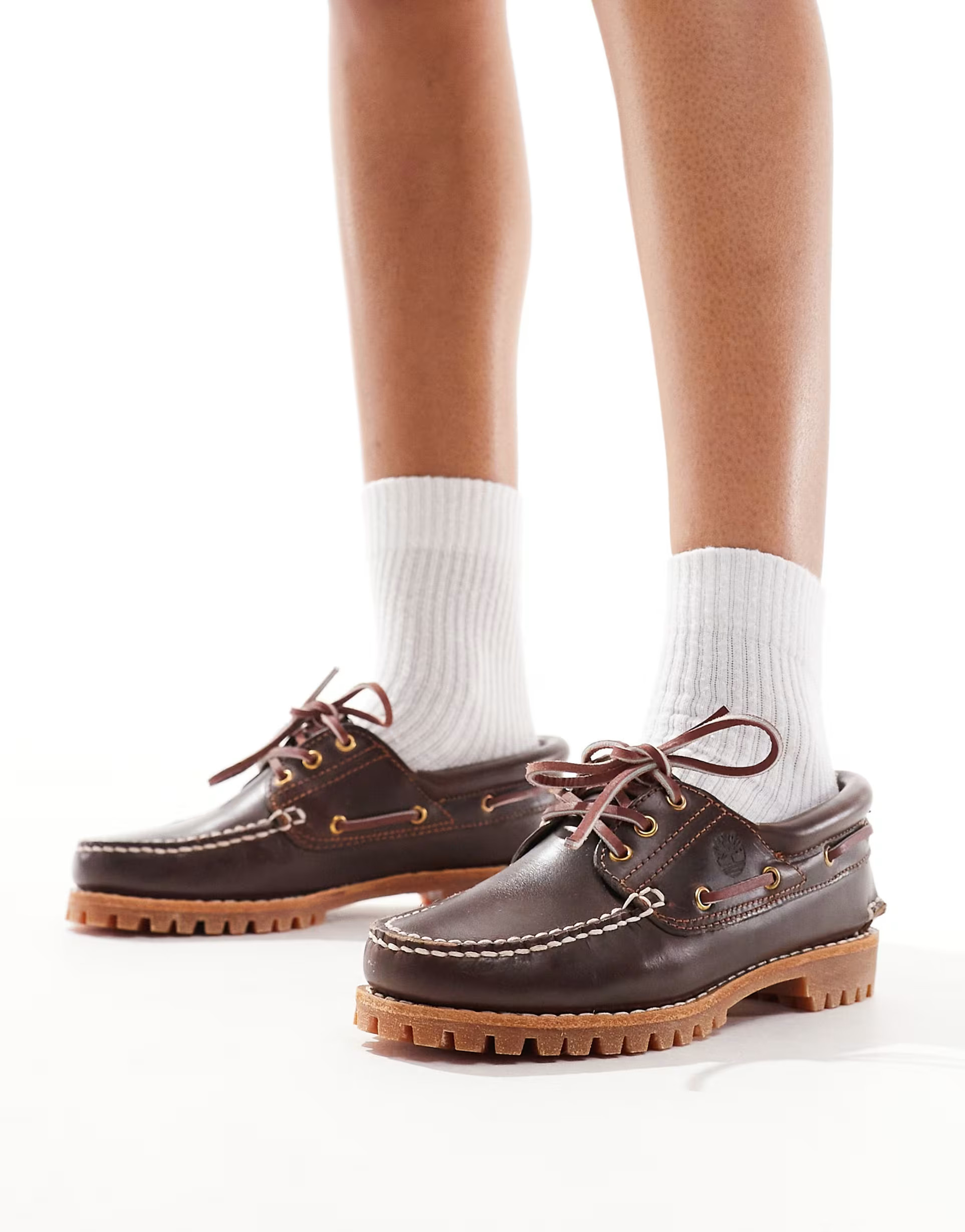 Timberland heritage noreen boat shoes in brown full grain leather | ASOS (Global)