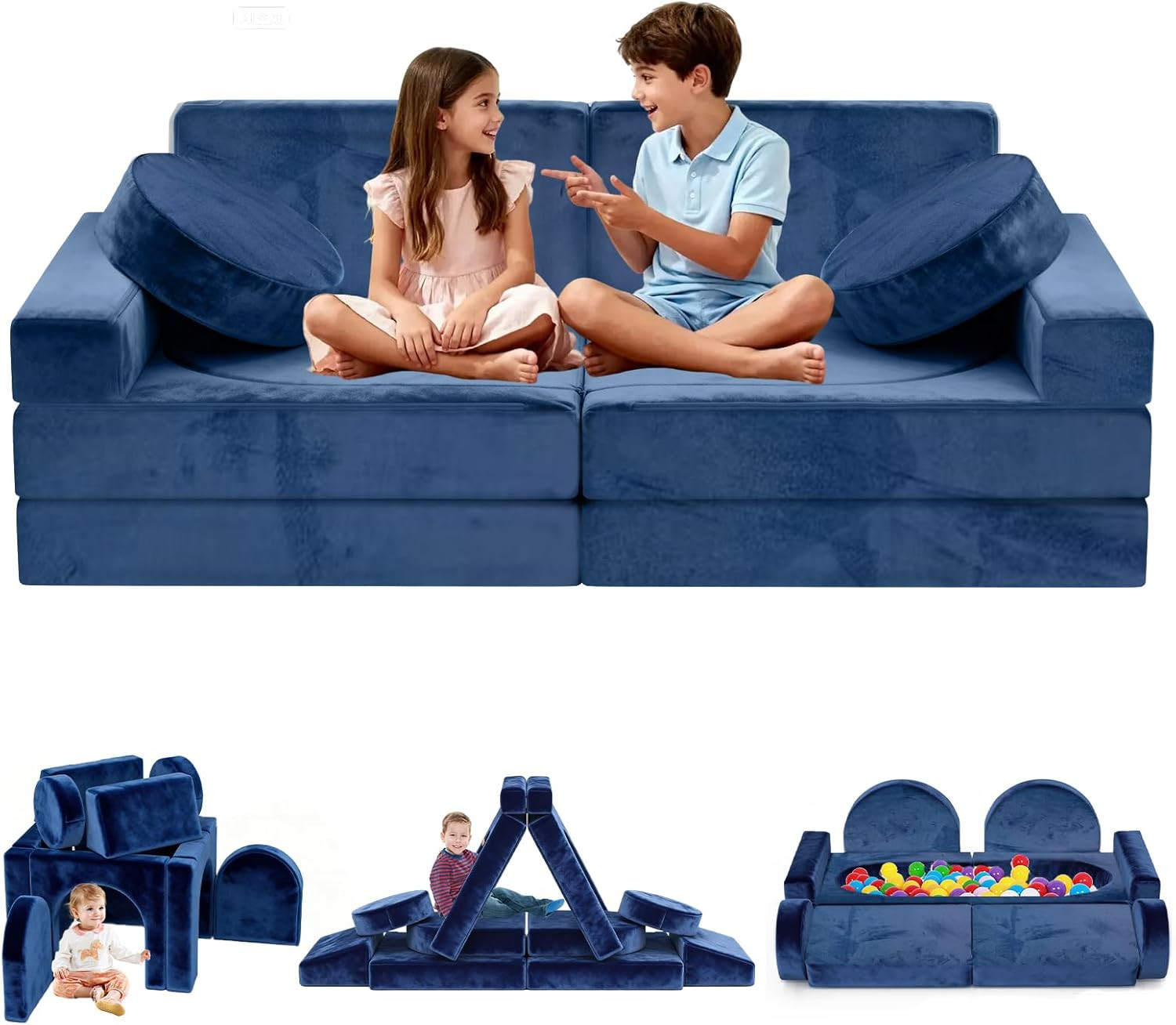 12pcs Modular Kids Play Couch - CPC Certified Convertible Toddler Sectional Sofa, Washable Durabl... | Amazon (US)