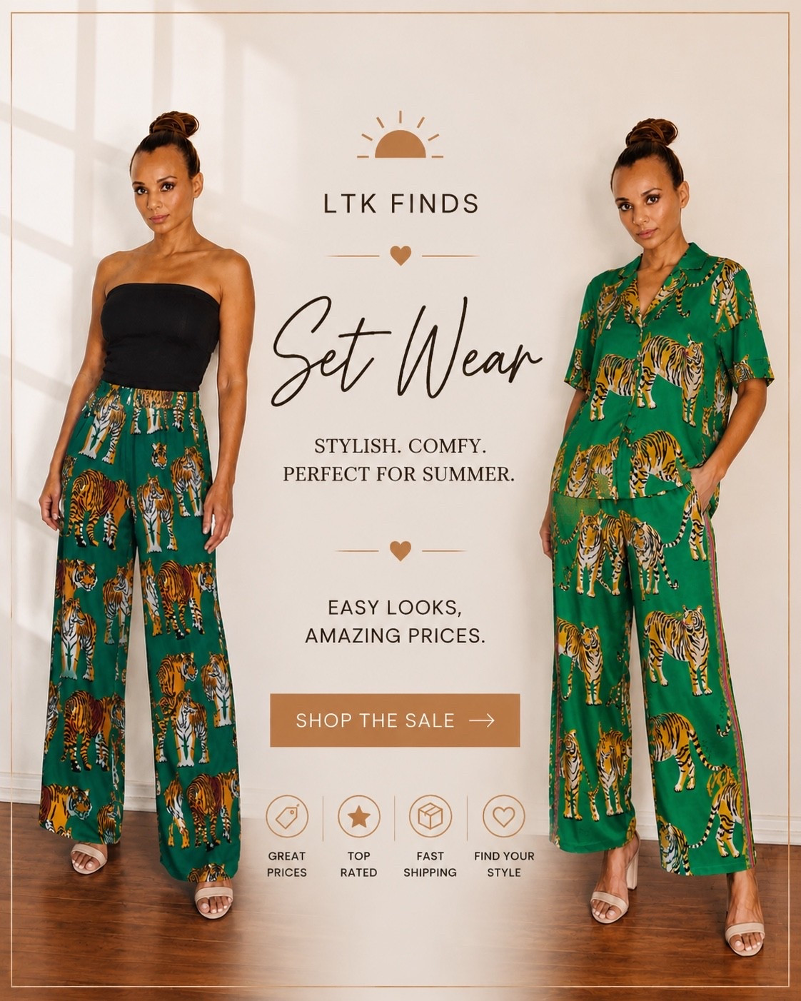 Obsessed with this tiger print set 😍 Such a fun statement look for summer vacations, brunch, or a night out. Easy to wear but still gives that elevated vibe ✨

#LTKStyle #SummerStyle #VacationOutfit #MatchingSet #FashionFinds #StyleInspo #OOTD #SummerFashion #LTKFashion #ChicStyle #AffordableFashion #SetWear

#LTKootd