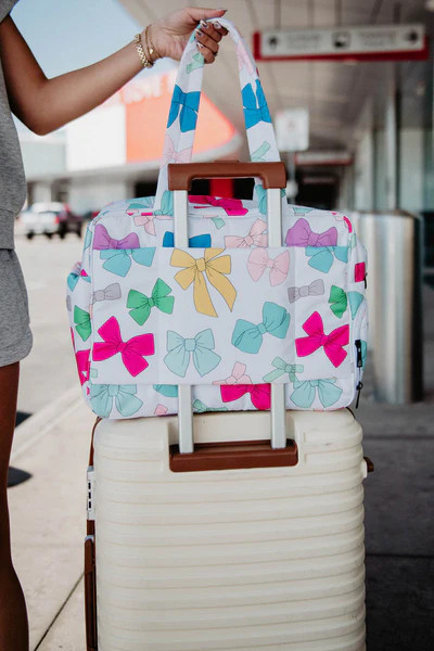 Multicolored Coquette Bows Duffel Weekender for Women | Katydid.com