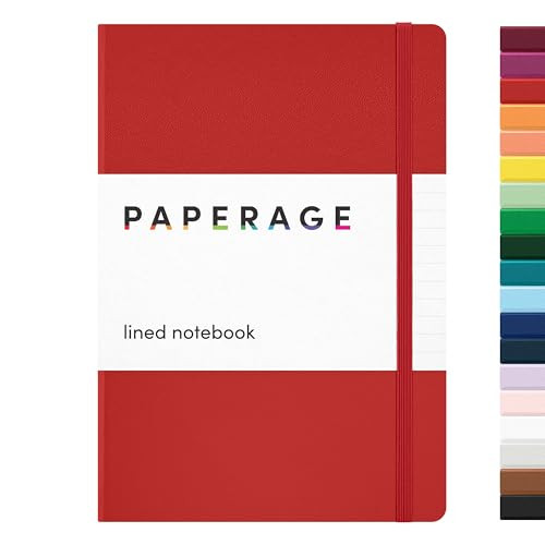 PAPERAGE Lined Journal Notebook, (Red), 160 Pages, Medium 5.6 in x 8 in - 100 GSM Thick Paper – Hardcover Journaling Notebook for Work, School & Note Taking | Amazon (US)