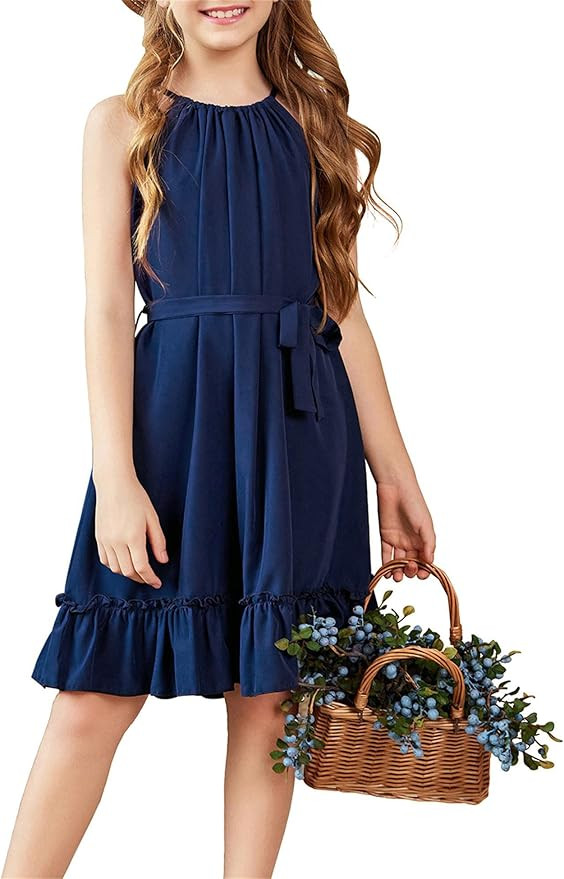 Arshiner Girls Summer Dress Halter Neck Sundress A-Line Swing Party Dresses       Send to LogieIn... | Amazon (US)