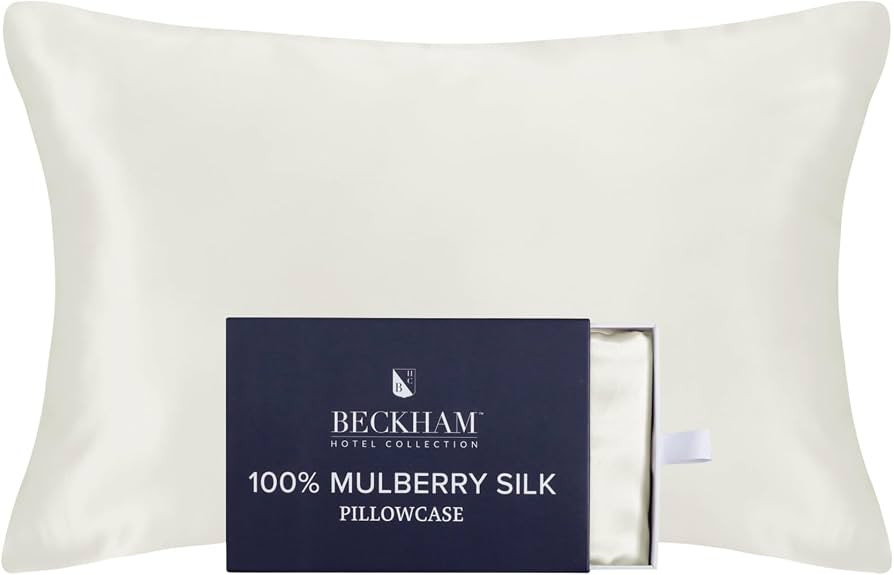 Beckham Hotel Collection Silk Pillow Case with Zipper, 100% Mulberry Silk Pillowcase for Hair & S... | Amazon (US)