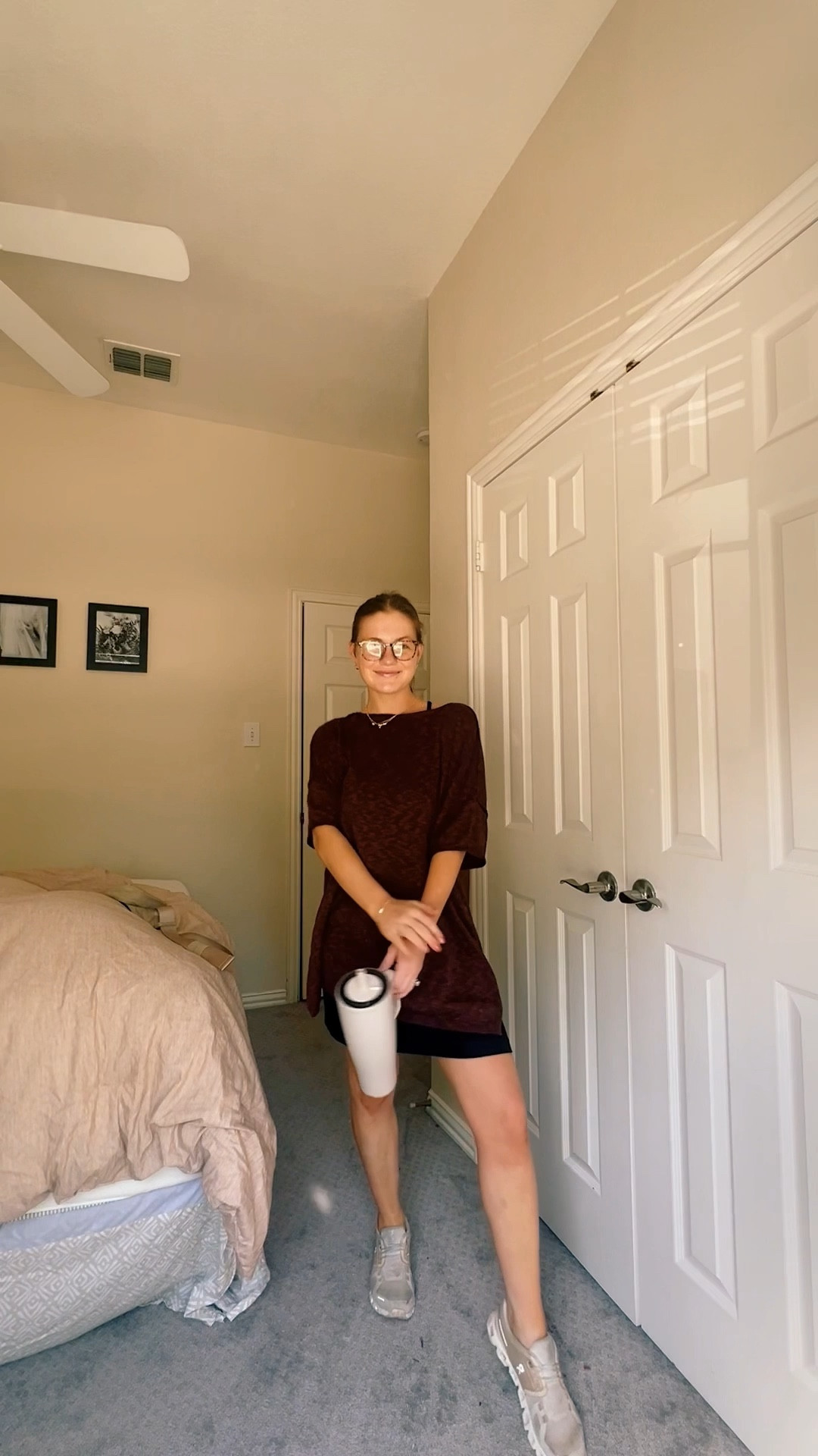 simple mom errand fit ⛅️ 

• wearing size small in the top- fit is oversized so if you want it tighter size down- 
• wearing size small in the skirt 

Oversized shirt, mama, mom fit, athletic, athleisure, casual, out and about, Brumate, on cloud, athletic shoe, blue light glasses 

#LTKStyleTip #LTKFindsUnder50 #LTKActive