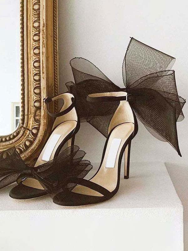 Women's Ankle Strap Bow Prom Heel Sandals Bridal Shoes | Milanoo