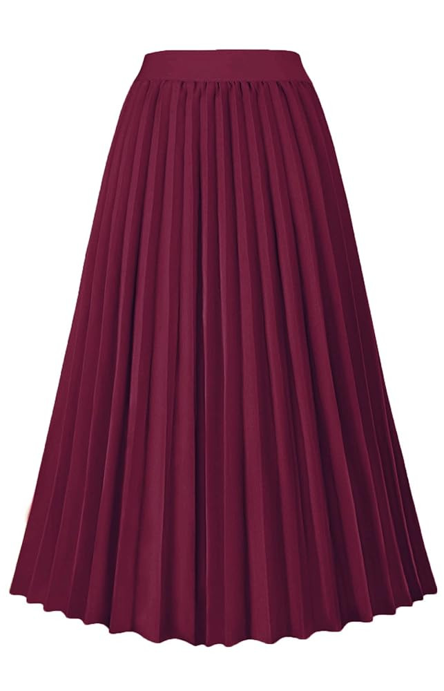 GOLDSTITCH Women's High Waist Pleated Skirt A line Swing Midi Skirt | Amazon (US)