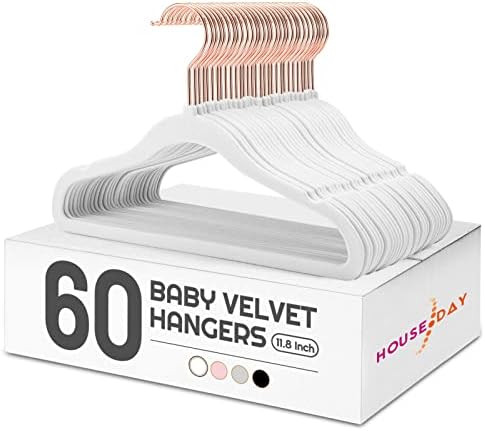 HOUSE DAY Velvet Baby Hangers for Closet, Kids Hangers Velvet 60 Pack, Non Slip Toddler Hanger 11... | Amazon (US)