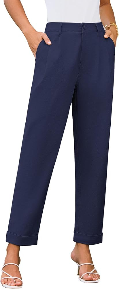 GRACE KARIN Women High Waisted Business Casual Pants Dressy Cuffed Work Office Trouser Slacks wit... | Amazon (US)