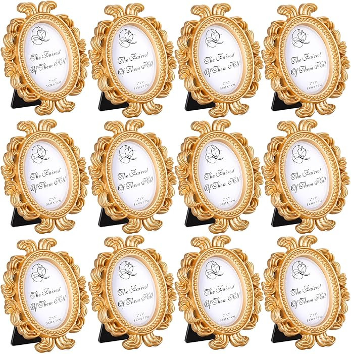 Vicenpal Small Vintage Picture Frames Antique Baroque Mini Picture Frames Oval Bulk Wallet Size f... | Amazon (US)