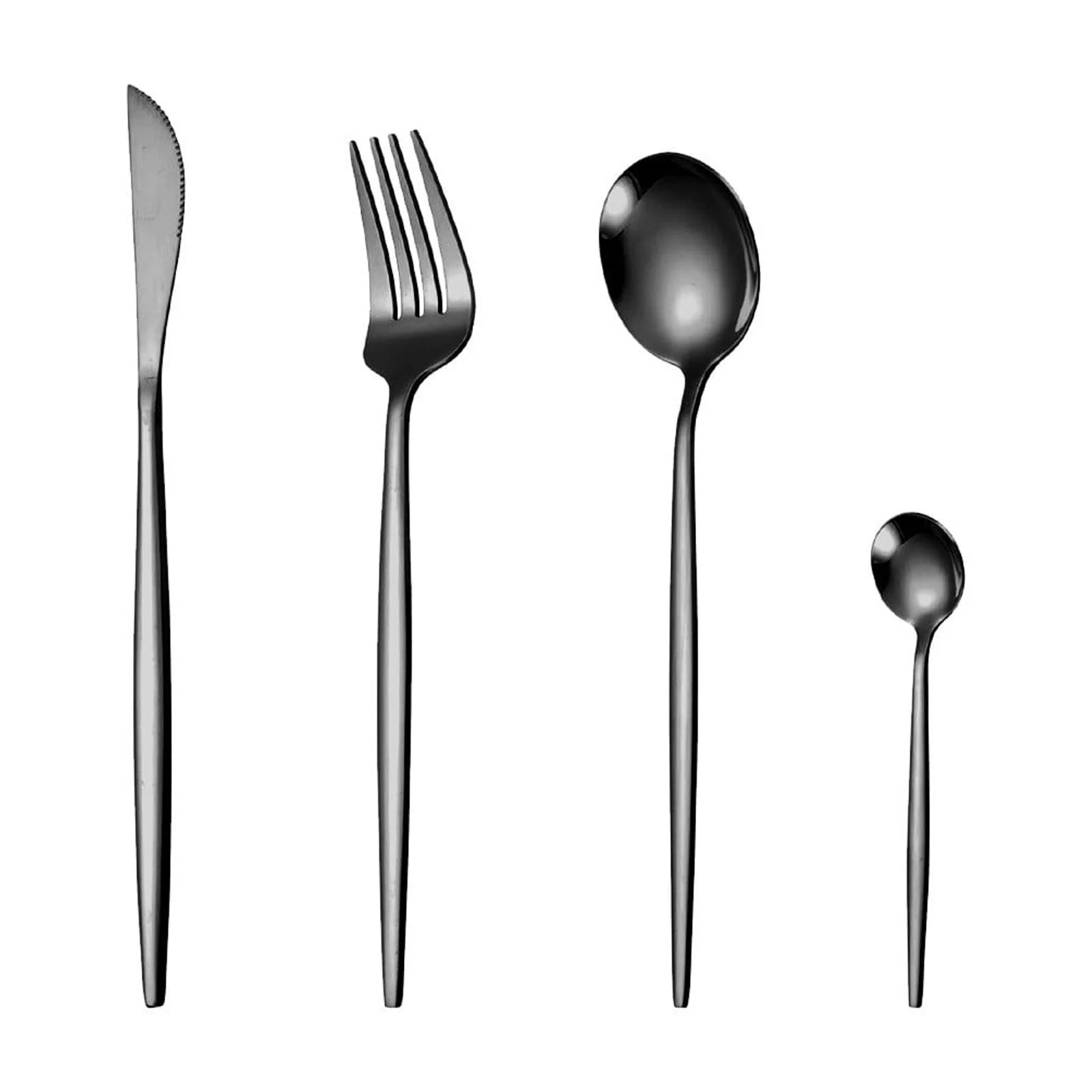 potrochi Matte Black Silverware Set, Stainless Steel Flatware Cutlery Set Service for 4, Kitchen ... | Walmart (US)