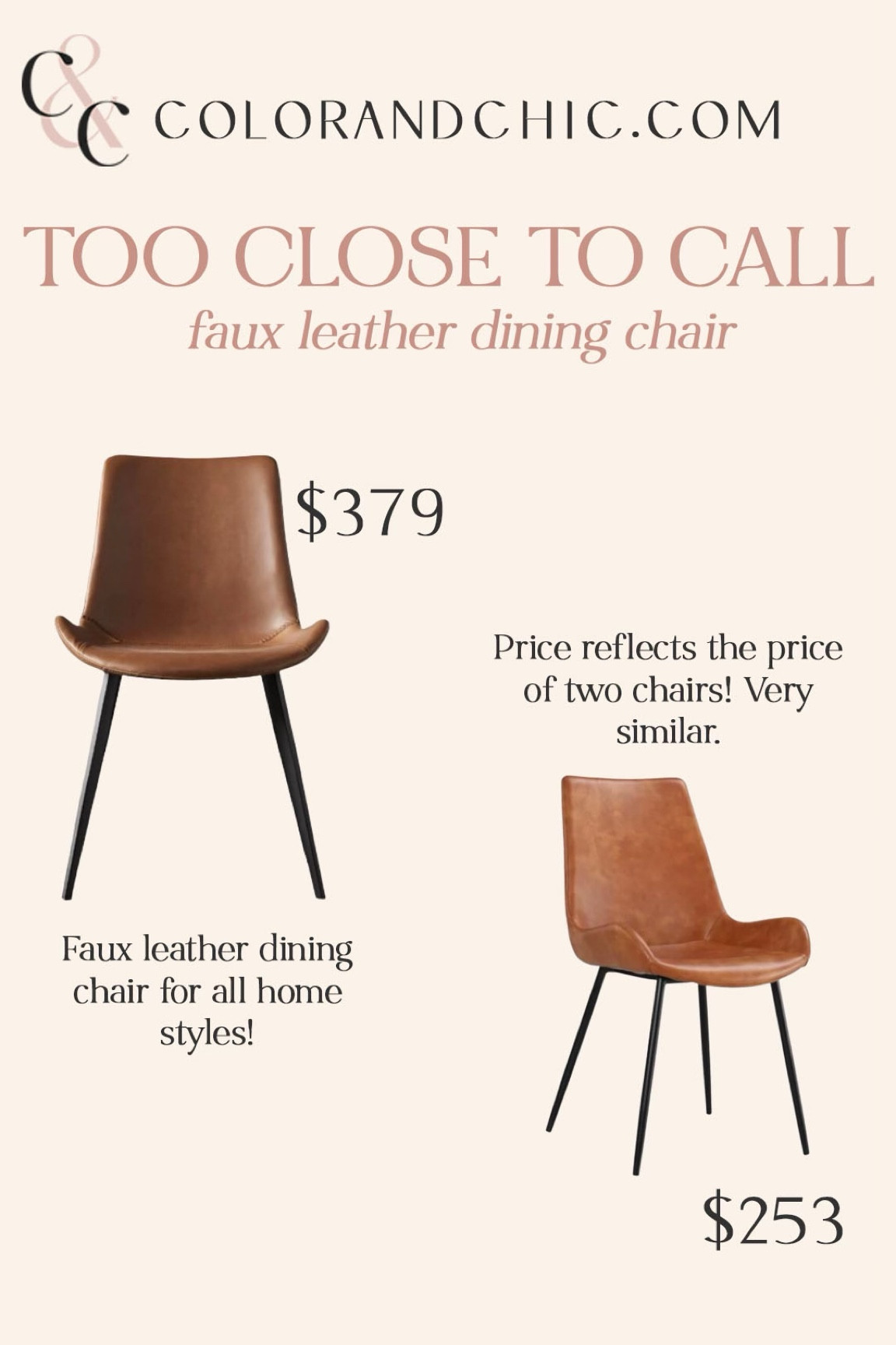 Two faux leather dining chairs that would be stunning in any home! 

#LTKStyleTip #LTKHome