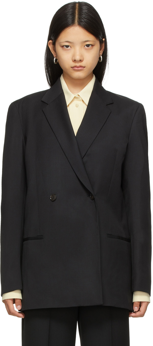 TOTEME Black Wool Oversized Blazer | SSENSE