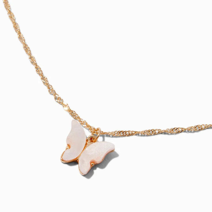 Pink Butterfly Pendant Necklace | Claire's (UK)