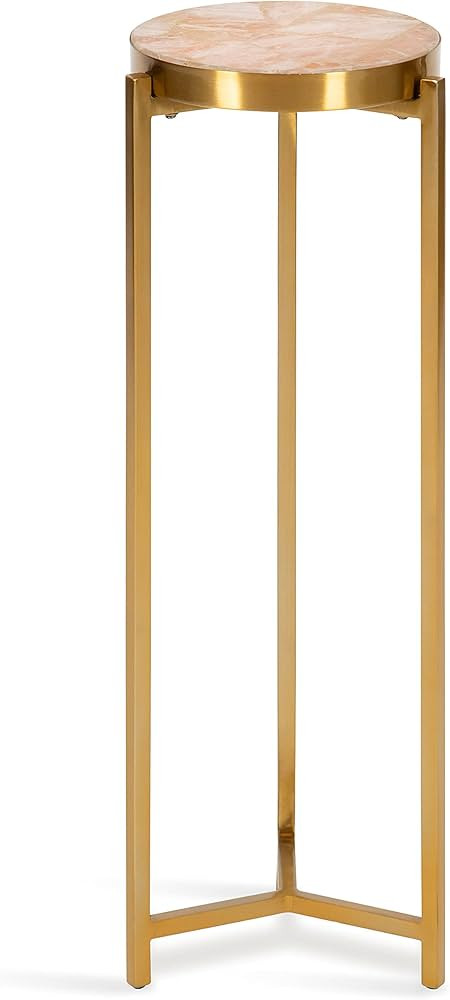 Kate and Laurel Aguilar Modern Drink Table, 8 x 8 x 23, Pink and Gold, Genuine Rose Quartz Accent... | Amazon (US)