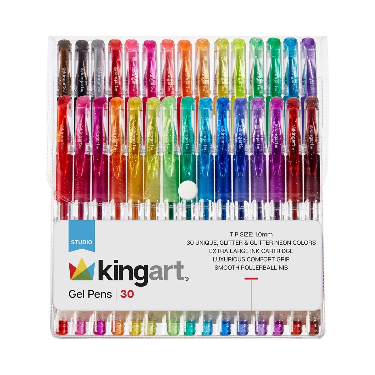 Kingart, Soft Grip Glitter Gel Pens, XL 2.5mm Ink Cartridge, Set of 30 Unique Colors | Walmart (US)