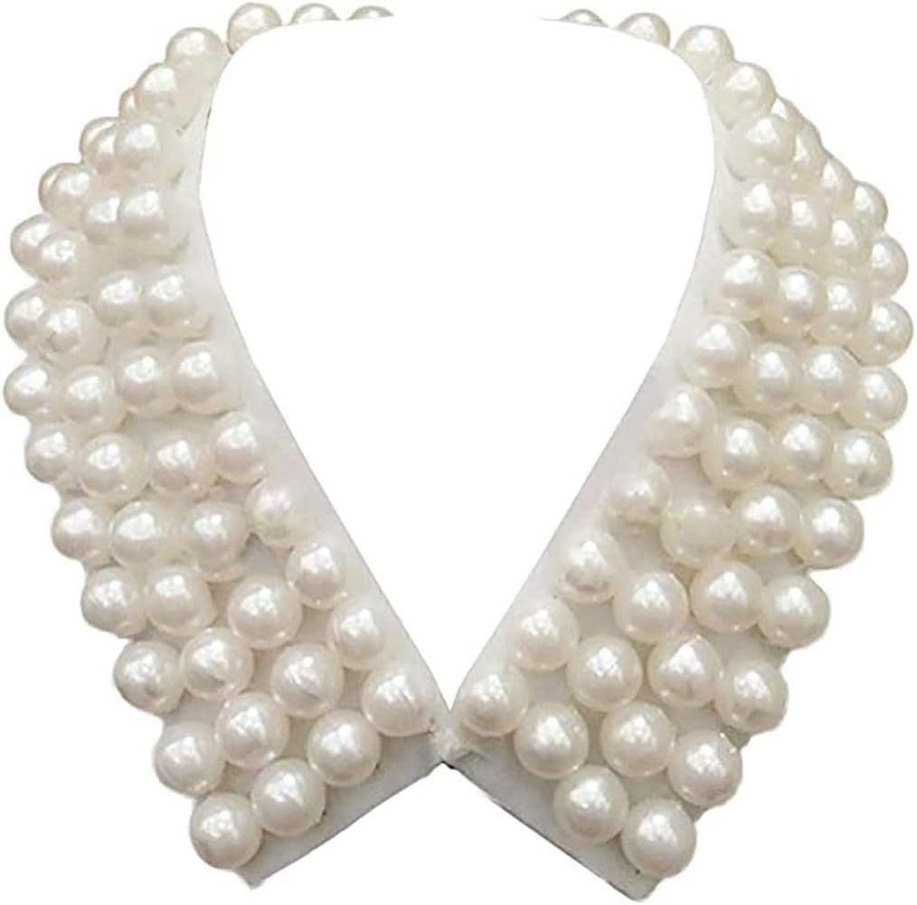 LANGUGU Vintage Faux Pearls Layers Bib Stand Collar Detachable Blouse Fake Collar Necklace Choker... | Amazon (US)