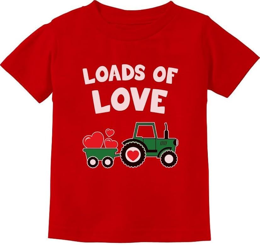 Loads of Love Valentine's Gift Tractor Loving Toddler Infant Kids T-Shirt | Amazon (US)