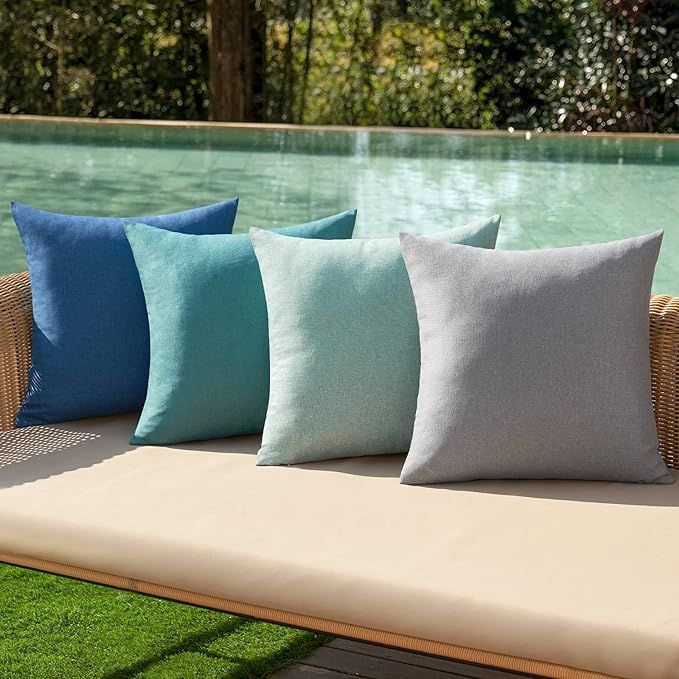 MIULEE Pack of 4 Decorative Outdoor Throw Pillow Covers Linen Waterproof Pillow Covers Farmhouse ... | Amazon (US)