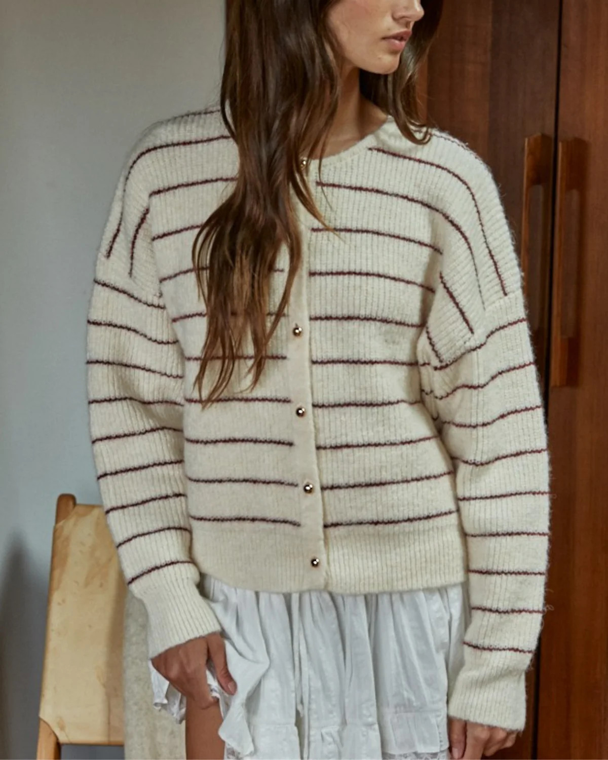 Striped Button Down Cardigan S | ish Boutique