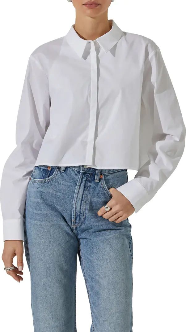 ASTR the Label Tie Back Crop Button-Up Shirt | Nordstrom | Nordstrom