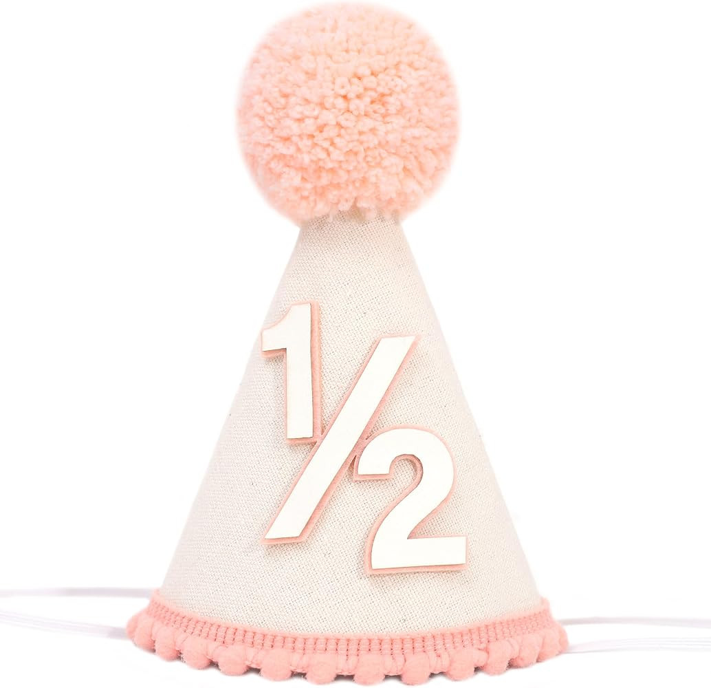 Half Birthday Hat -Baby 1/2 Birthday Cone Hat,Six Months Decorations,Party Hat Outfit for Girls/B... | Amazon (US)