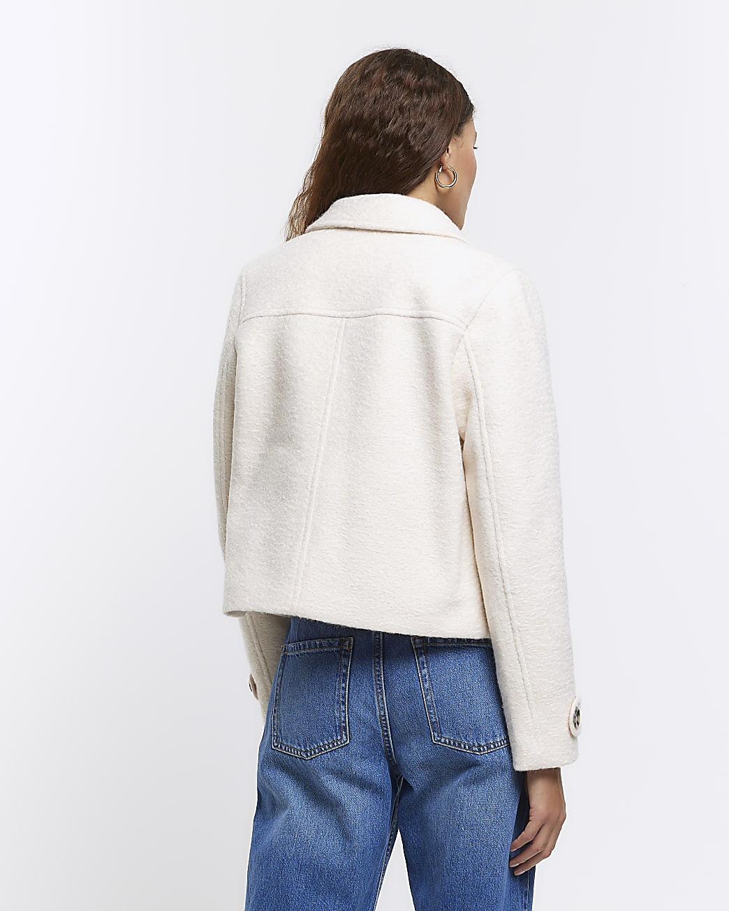 Cream textured button up jacket | River Island (UK & IE)