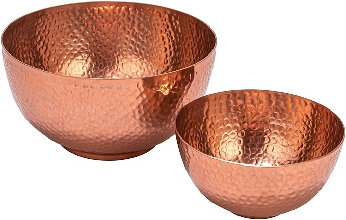 Bloomingville Round Hammered Metal, Set of 2 Sizes, Copper Finish Bowl | Amazon (US)