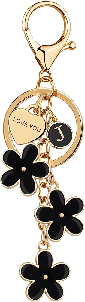 Suweibuke Initial Letter Keychain with Love You Heart, Cute Key Chain Gift for Women Girl, Charm ... | Amazon (US)
