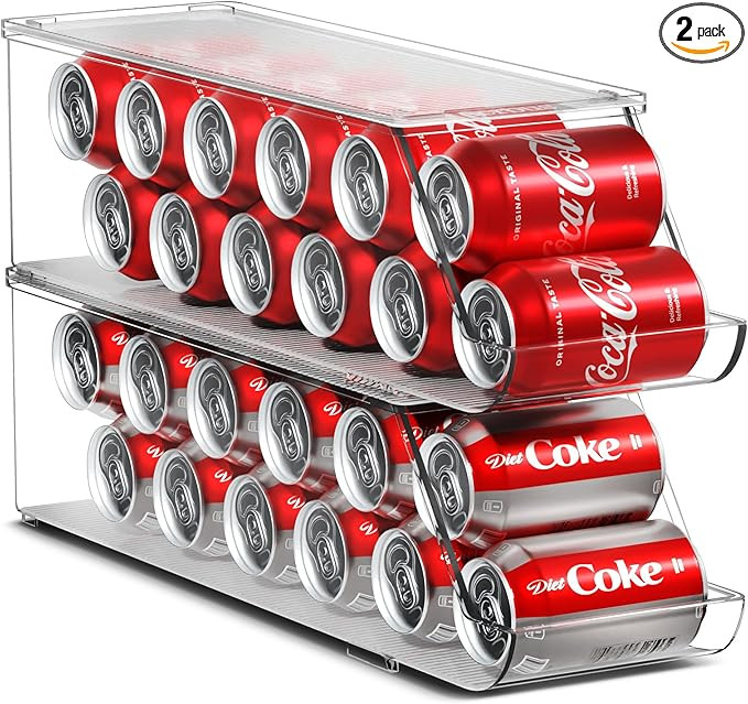 Sorbus Soda Can Organizer for Refrigerator Stackable Can Holder Dispenser with Lid for Fridge, Pa... | Amazon (US)