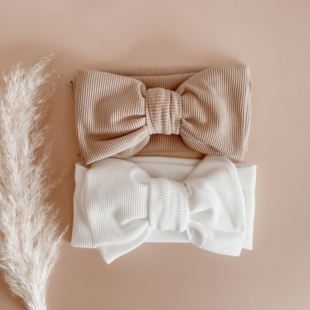 Fine Ribbed Baby Topknot Baby Headband Toffee or Milk - Etsy | Etsy (US)