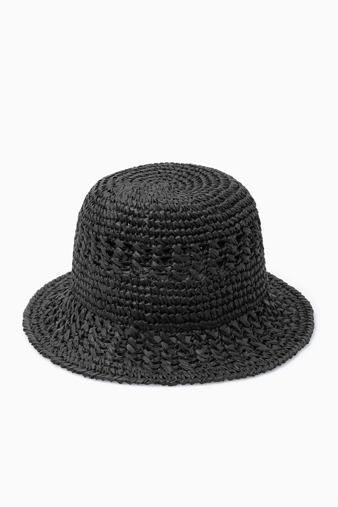 CROCHETED STRAW BUCKET HAT - BLACK - Straw hats - COS | COS (US)