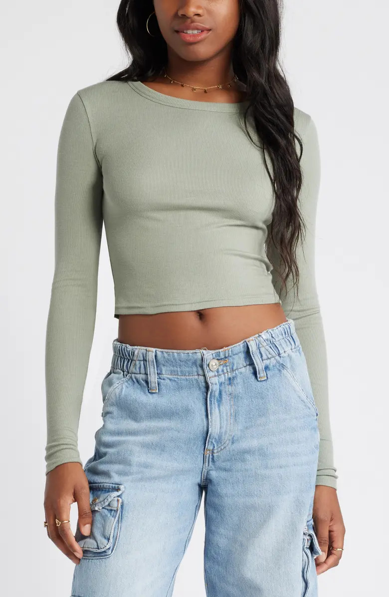 Rib Long Sleeve Crop Top | Nordstrom