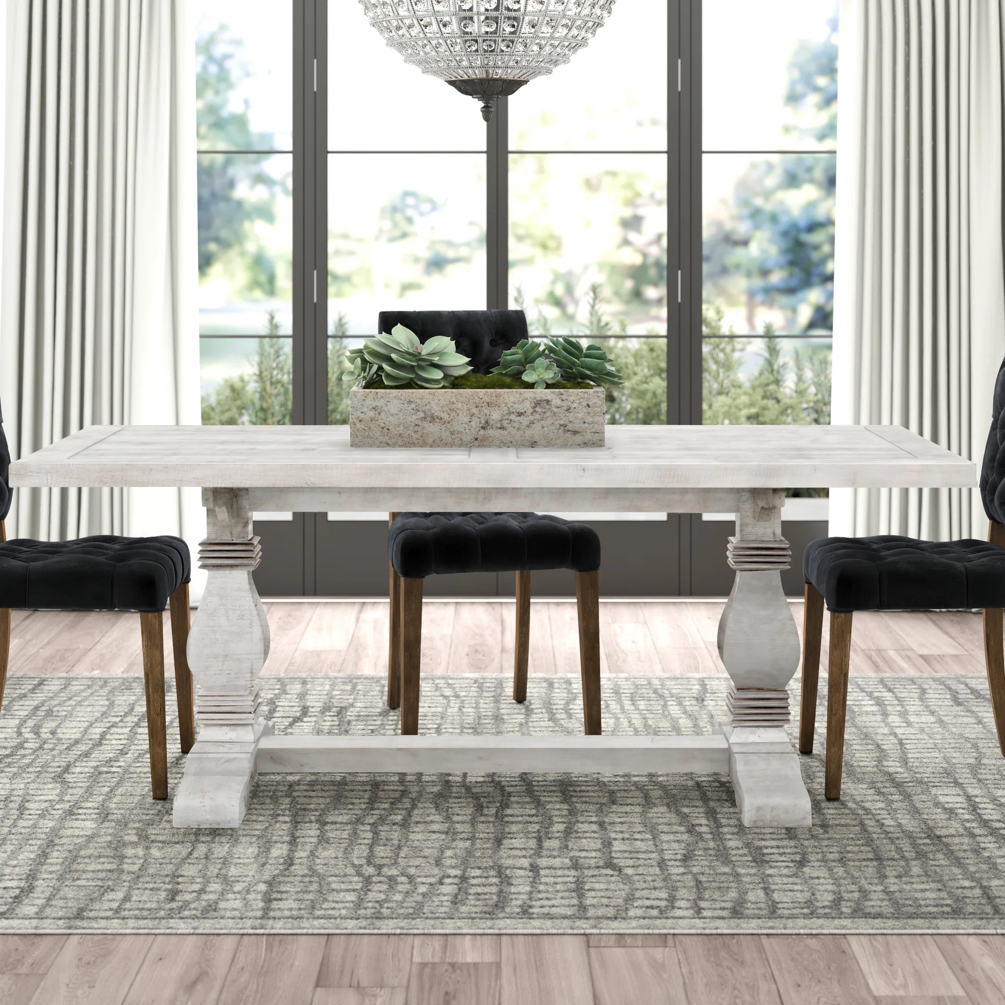 Rosalind Wheeler Kinston 78" Solid Wood Trestle Dining Table & Reviews | Wayfair | Wayfair North America