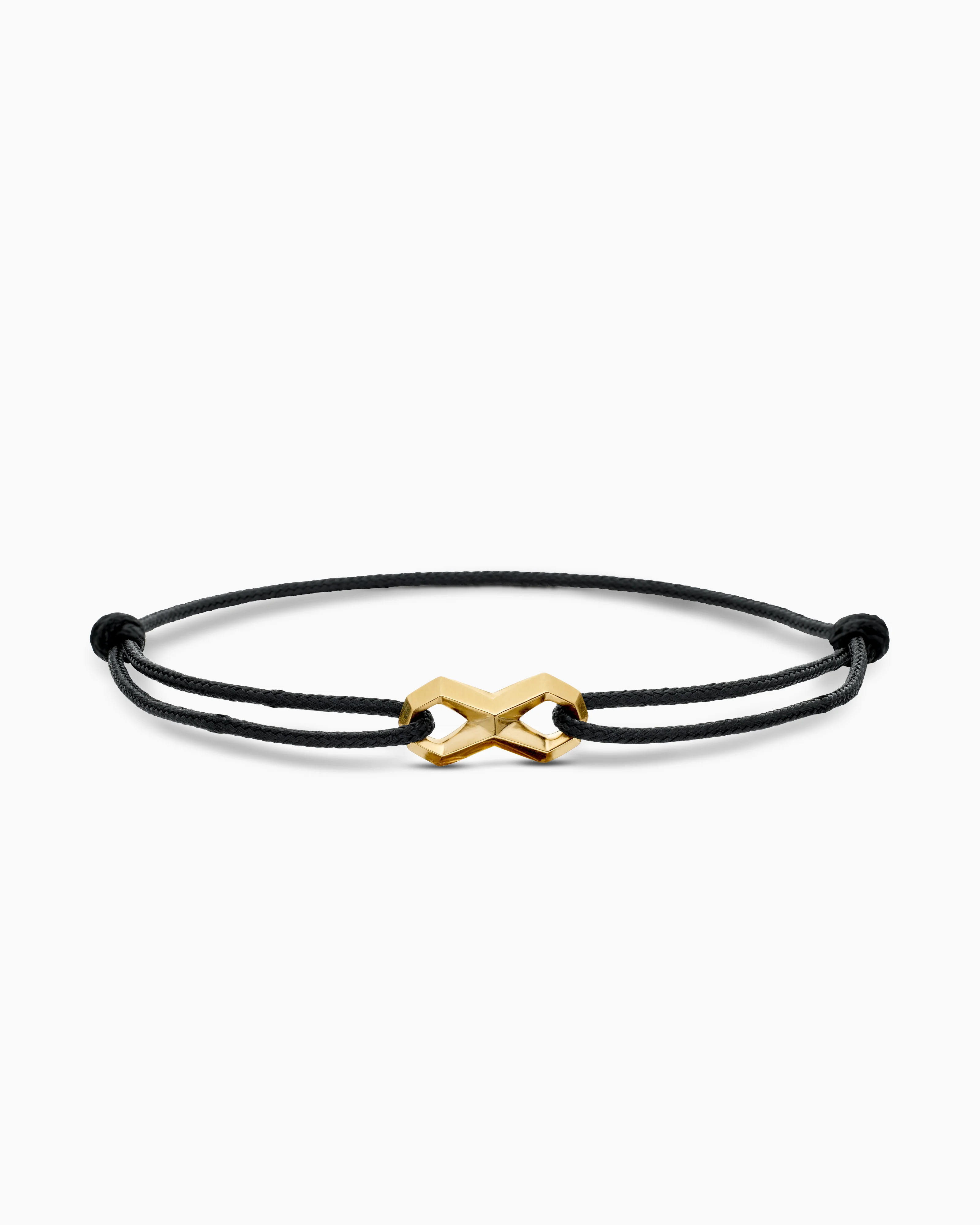 David Yurman | Infinity Link Cord Bracelet in Black Nylon with 18K Yellow Gold, 9mm | David Yurman