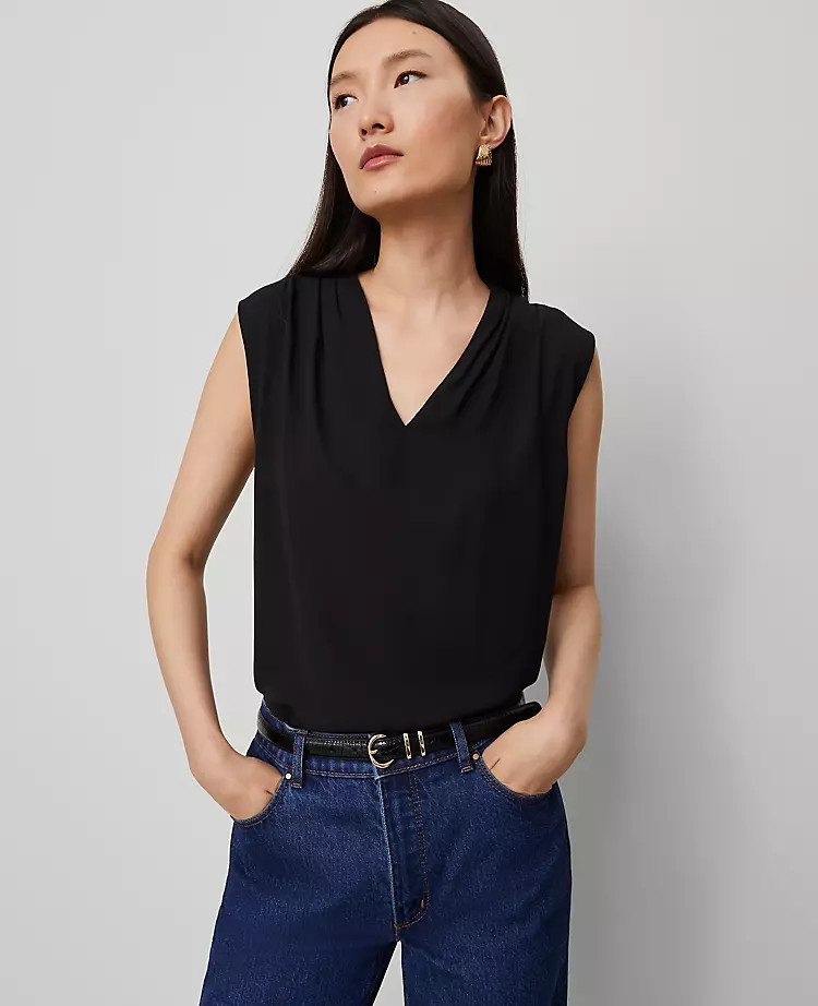 Mixed Media V-Neck Top | Ann Taylor